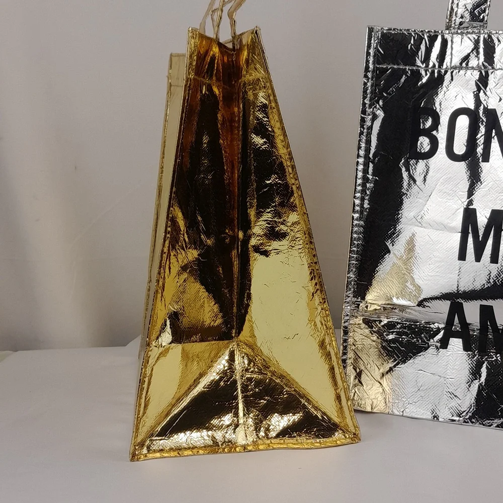 2 Gold & Silver Metallic French Party Favor Gift Bags
